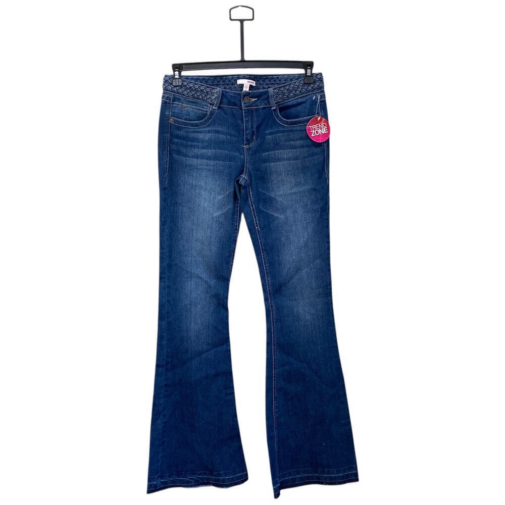 NWT BONGO Bell Bottom Flare Jeans Braided Belt Size 6 Y2K Wide Leg